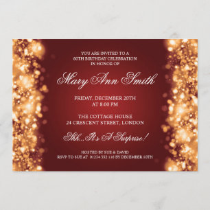Elegant 60th Birthday Party Gold Sparkling Lights Invitation