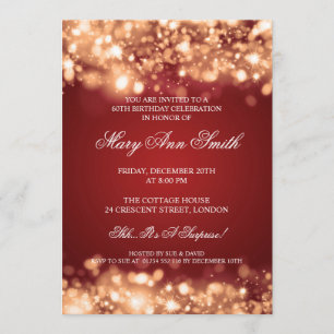 Elegant 60th Birthday Party Gold Sparkling Lights Invitation
