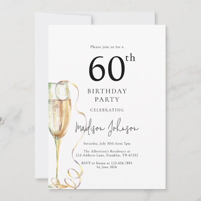 Elegant 60th Birthday Party Invitation (Front)
