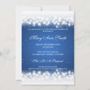 Elegant 60th Birthday Party Magic Sparkle Blue Invitation