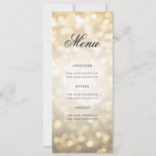 Elegant 60th Birthday Party Menu Gold Bokeh Invitation