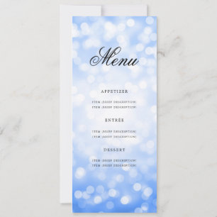 Elegant 60th Birthday Party Menu Navy Blue Bokeh Invitation