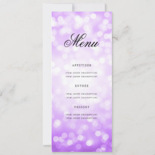 Elegant 60th Birthday Party Menu Purple Bokeh Invitation
