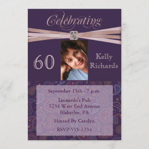 Elegant 60th Birthday Party Photo Invitations
