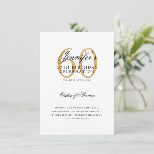 Elegant 60th Birthday Party Program Gold Menu Invitation