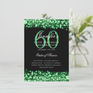 Elegant 60th Birthday Party Program Green Menu Invitation