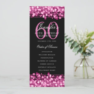 Elegant 60th Birthday Party Program Hot Pink Menu Invitation