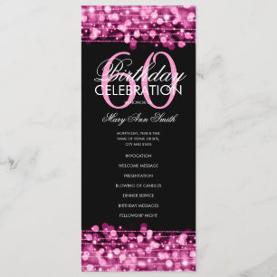 Elegant 60th Birthday Party Program Pink w/ Menu