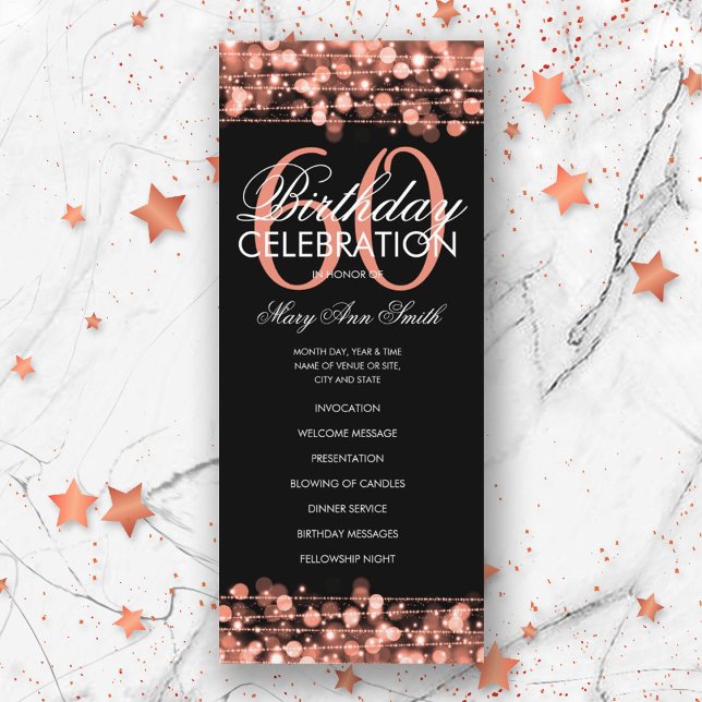 Elegant 60th Birthday Party Program Rose Gold Menu (Creator Uploaded)