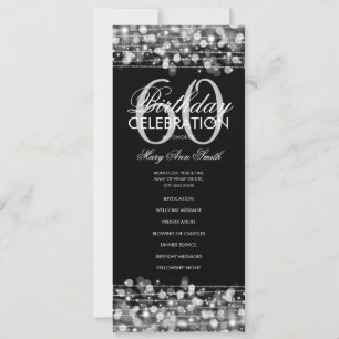 Elegant 60th Birthday Party Program Silver w/ Menu Invitation