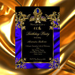 Elegant 60th Birthday Party Silk Ruby blue Gold Invitation<br><div class="desc">Elegant 60th Birthday Party Silk Ruby Royal blue Gold Black Diamond Images Birthday Party . You can change the age! Customise with your own details.</div>