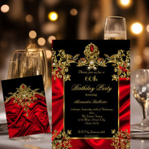 Elegant 60th Birthday Party Silk Ruby Red Gold 2
