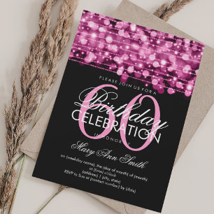 Elegant 60th Birthday Party Sparkles Pink Invitation