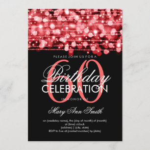 Elegant 60th Birthday Party Sparkles Red Invitation