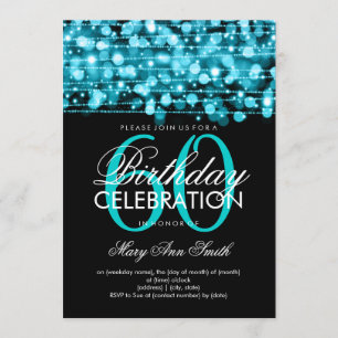 Elegant 60th Birthday Party Sparkles Turquoise Invitation