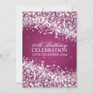 Elegant 60th Birthday Party Sparkling Wave Berry Invitation