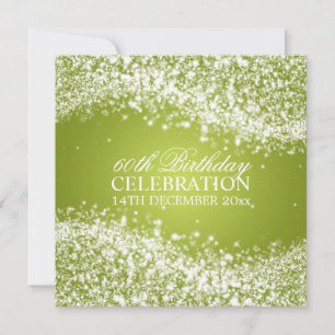 Elegant 60th Birthday Party Sparkling Wave Lime Invitation