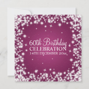 Elegant 60th Birthday Party Winter Sparkle Berry Invitation