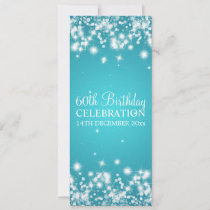 Elegant 60th Birthday Party Winter Sparkle Blue Invitation