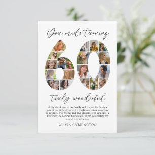 Elegant 60th Birthday Photo Thank You Card