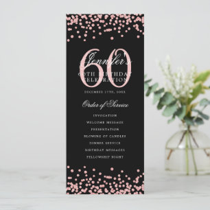 Elegant 60th Birthday Program Rose Gold Black Invitation