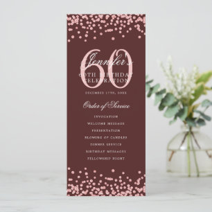 Elegant 60th Birthday Program Rose Gold Burgundy Invitation