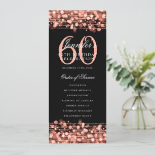 Elegant 60th Birthday Program Rose Gold Thank You Invitation