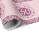 Elegant 60th Birthday Rose Gold Glitter & Stripes Wrapping Paper<br><div class="desc">Elegant & unique rose gold glitter number 60 with glitter stripes and modern circular dots and lines. Customise the name.</div>