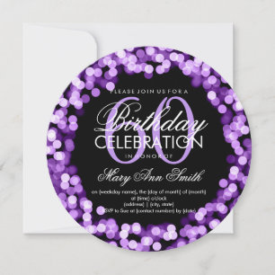 Elegant 60th Birthday Sparkling Lights Purple Invitation