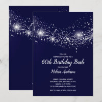 Elegant 60th Birthday Stars Navy Blue