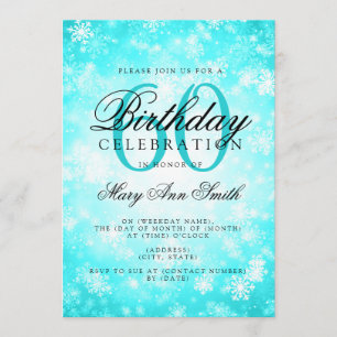 Elegant 60th Birthday Turquoise Winter Wonderland Invitation