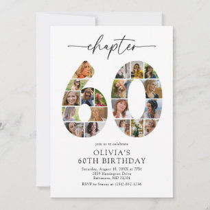 Elegant 60th Chapter Photo Birthday Invitation