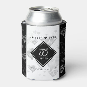 Elegant 60th Diamond Wedding Anniversary Can Cooler