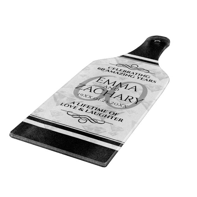 Elegant 60th Diamond Wedding Anniversary Cutting Board (Corner)
