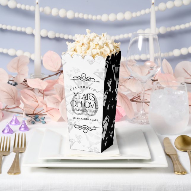 Elegant 60th Diamond Wedding Anniversary Favour Box (Wedding)