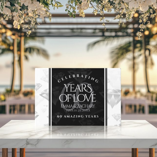 Elegant 60th Diamond Wedding Anniversary Guest Book (60th Diamond Wedding Anniversary 9x6-inch Foil Guest Book Cover Photo.)