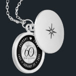 Elegant 60th Diamond Wedding Anniversary Locket Necklace<br><div class="desc">Celebrate the 60th wedding anniversary in style with this commemorative locket! Elegant black and white lettering with stylised diamond confetti on a white background add a memorable touch for this special occasion and extraordinary milestone. Customise with the happy couple's names, and add dates for their diamond anniversary. Design © W.H....</div>