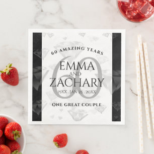 Elegant 60th Diamond Wedding Anniversary Napkin