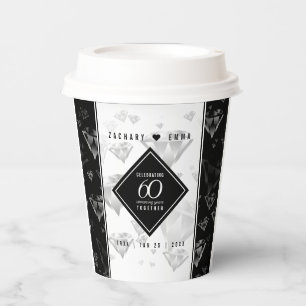 Elegant 60th Diamond Wedding Anniversary Paper Cups