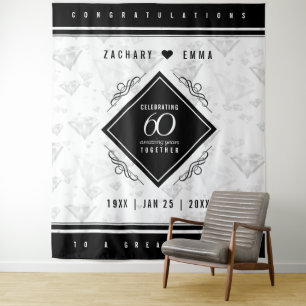 Elegant 60th Diamond Wedding Anniversary Tapestry