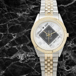 Elegant 60th Diamond Wedding Anniversary Watch<br><div class="desc">Celebrate the 60th diamond wedding anniversary and a love that stands the test of time with this stylish watch! Elegant black and white lettering with stylised diamond confetti on a white background add a memorable touch for this special occasion and extraordinary milestone. Personalise with the couple's names and dates of...</div>