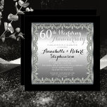 Elegant 60th Silver and Diamonds Anniversary Invitation<br><div class="desc">Opulent elegance frames this wedding anniversary invitation design in a unique scalloped diamond design with centre teardrop diamonds with faux added sparkles. Text is gradiented for effect as well. Original design by Holiday Hearts Designs (all rights reserved). If you require design assistance to customise to your unique needs, please email...</div>