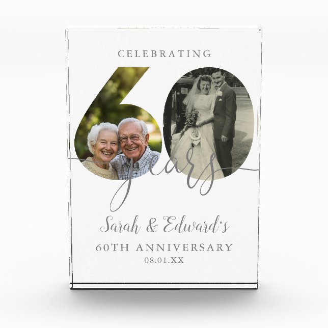 Elegant 60th Wedding Anniversary 2  Photo Block (Front)