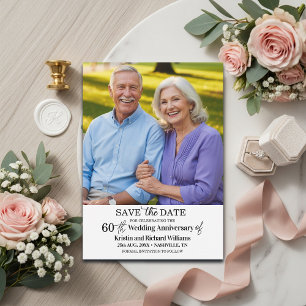 Elegant 60th Wedding Anniversary Photo Save The Date