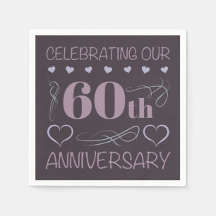 Elegant 60th Wedding Anniversary Purple Napkin