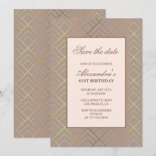 Elegant 61st birthday invitations Save the date 