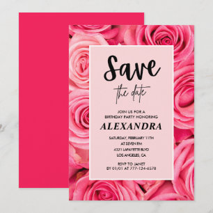 Elegant 64th birthday  Floral Rose Save the date  Invitation