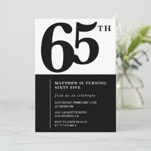 Elegant 65th birthday invitation Black Chic Modern