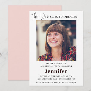 Elegant 65th birthday invitations for her Photo