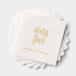 Elegant 65th Birthday Modern Gold Foil Napkins